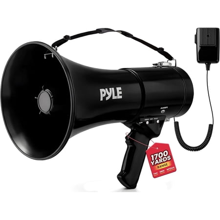 Pyle Pro PMP53IN 50-Watt Megaphone Bullhorn with Aux, Siren & Talk Modes