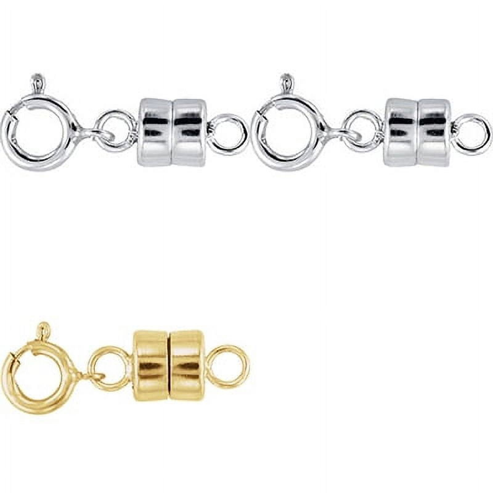 2 - Each NEW SOLID .925 Sterling Silver and 1  - 14K Yellow Gold Filled Round Magnetic Clasps with Spring Rings For Necklaces, Bracelets, And Anklets.