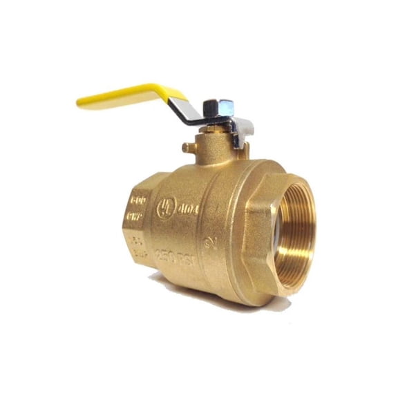 2" NPT ThreadedFull Port Brass Ball Valve, PTFE Seats/ Seals