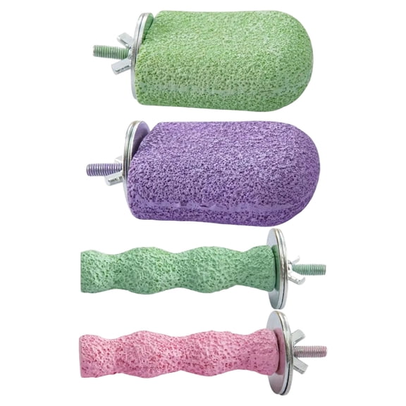 2. Natural Texture Parrot Perches Set Of 4 Resin Chewing Stands For Beak Trimming And Claw Grinding