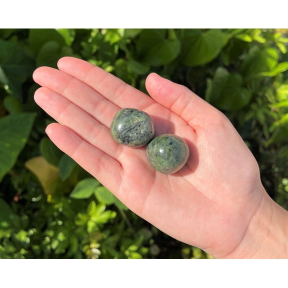 2 Nephrite Jade Tumbled Stones: Medium 0.75' - 1"( Crystal Healing Reiki Tumble)