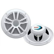 2 New Boss Audio MR6W 6.5 180W Dual Cone Marine/Boat Speakers Stereo- White