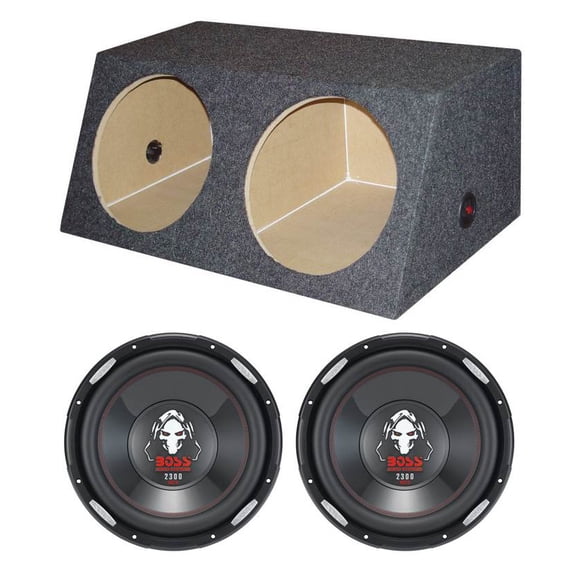 2) New Boss P126DVC 12" 4600W Car Power Subwoofers + Dual Sealed Angled Sub Box