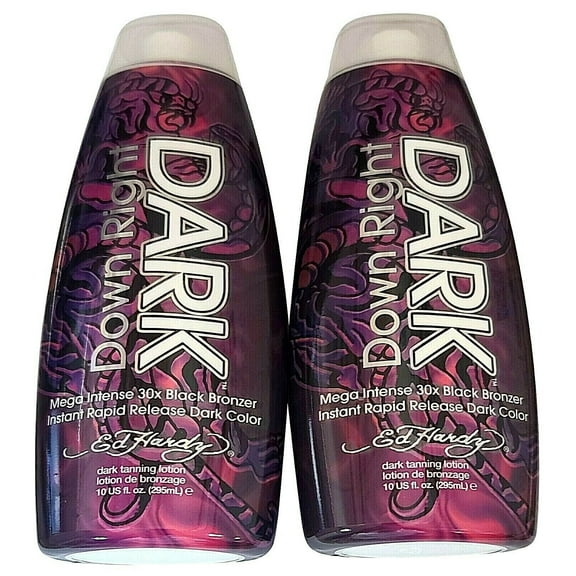 2 New Ed Hardy DOWN RIGHT DARK 30X Black Bronzer Indoor Tanning Bed Lotion 10 oz
