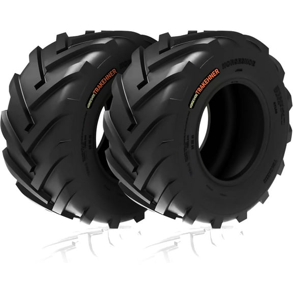 2 New HORSESHOE TRAKEHNER Super Lug-King Ditch Witch Trencher AG Farm Lawn Tractor Tires Color-Sidewall Heavy Duty (26x12.00-12 10Ply)