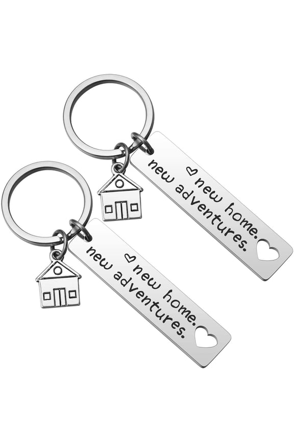 2 New Home New Adventures Keychain First Home Gift Housewarming Gift Realtor Closing Gifts New House Keyring