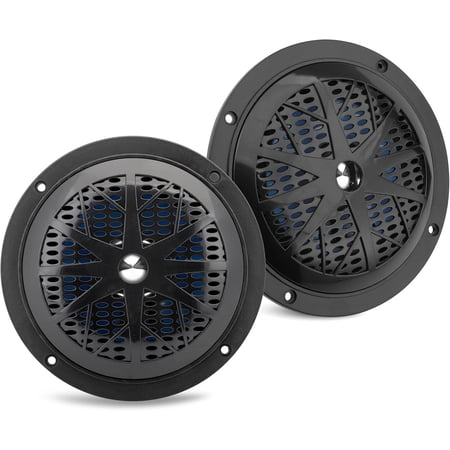 PYLE PLMR51B - 5.25 Inch Dual Marine Speakers - 2 Way Waterproof and Weather Resistant Outdoor Audio Stereo Sound System with 100 Watt Power, Polyprone Cone and Cloth Surround - 1 Pair -(Black)