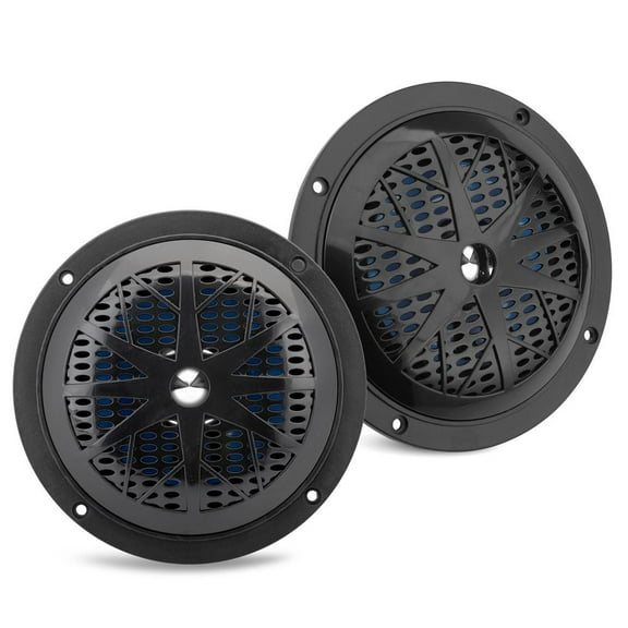 PYLE PLMR51B - 5.25 Inch Dual Marine Speakers - 2 Way Waterproof and Weather Resistant Outdoor Audio Stereo Sound System with 100 Watt Power, Polyprone Cone and Cloth Surround - 1 Pair -(Black)