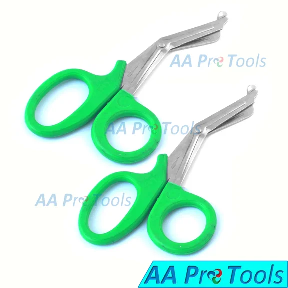 2 New Pairs 7 1/2" Emt Bandage Scissors Trauma Shears 7.5" Green Utility Bandage