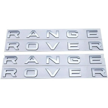 2 New Set 3D Silver Matte Range Rover Letters ABS Front Hood Emblem Tailgate Emblem Sticker Nameplate for Range Rover, Range Rover Sport, Evoque