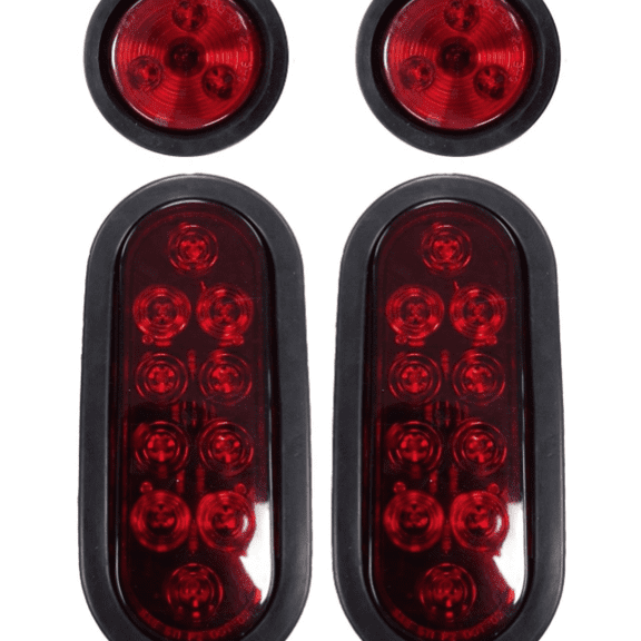 2 New Trailer Truck Steel Housing Box with Oval Tail Light & Round Light LED