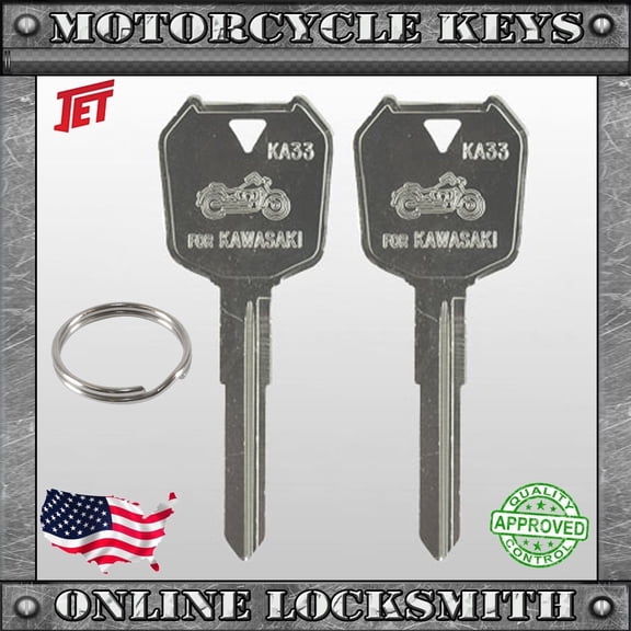 2 New Uncut Key For Kawasaki Motorcycles Keyway KA33