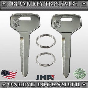 2 New Uncut Replacement Keys For Toyota Vehicles (Old Models) - TR33 / X137