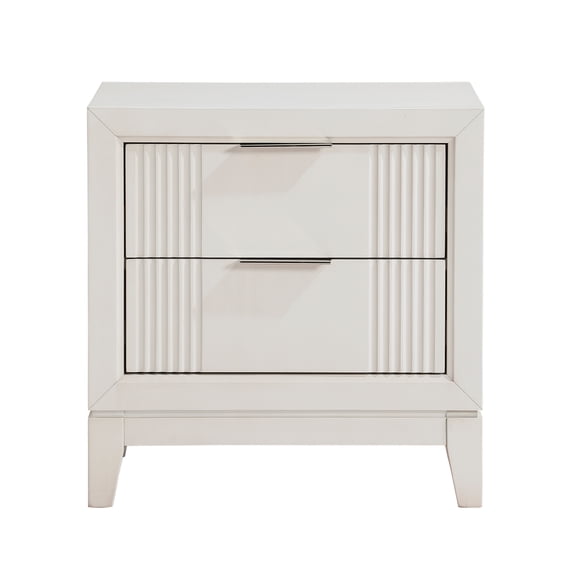 2 Nightstand, Antique White Finish, Modern Bedroom Decor With Front Nuance Furniture Refinement