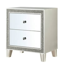 2 Nightstand In Champagne - Mirrored Finish, Felt Lined For Bedroom Grandeur Ambiance