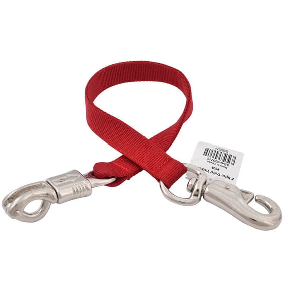 Jeffers Nylon Horse Trailer Tie, 2'L - Heavy Duty 2 Ply Webbing W/ Bull Snap & Panic Quick Release Snap, Adjustable Tie for Horses, Barn, Stable, Trailer, Livestock, Training, Outdoor Use - Red