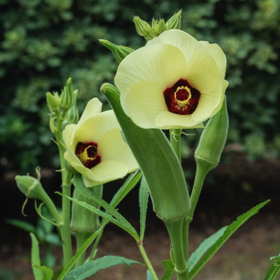 2 Okra Plants Live, Green Okra Live Plant, Vegetable Plants Gardening from 4 Inc in Height