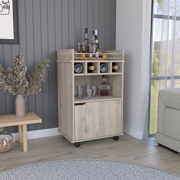 2 Open Shelves and 4 Cubbies Bar Cart / Maximize Storage in Small Areas