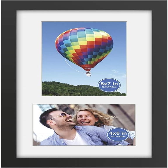 2 Opening Picture frames with High Definition Glass Display 4x6 and 5x7 with Mat or 8x14 Without Mat for Wall Mounting Hanging Collage Photo Frame Black