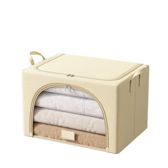 2 Openings Clothes Storage Bins with Oxford Frame, 100L Foldable Storage Bin for Clothes, Clothing Storage Bins with Lid, Storage Box With Clear Window& Zippers& Durable Handles (23.6×16.5×15.7in)