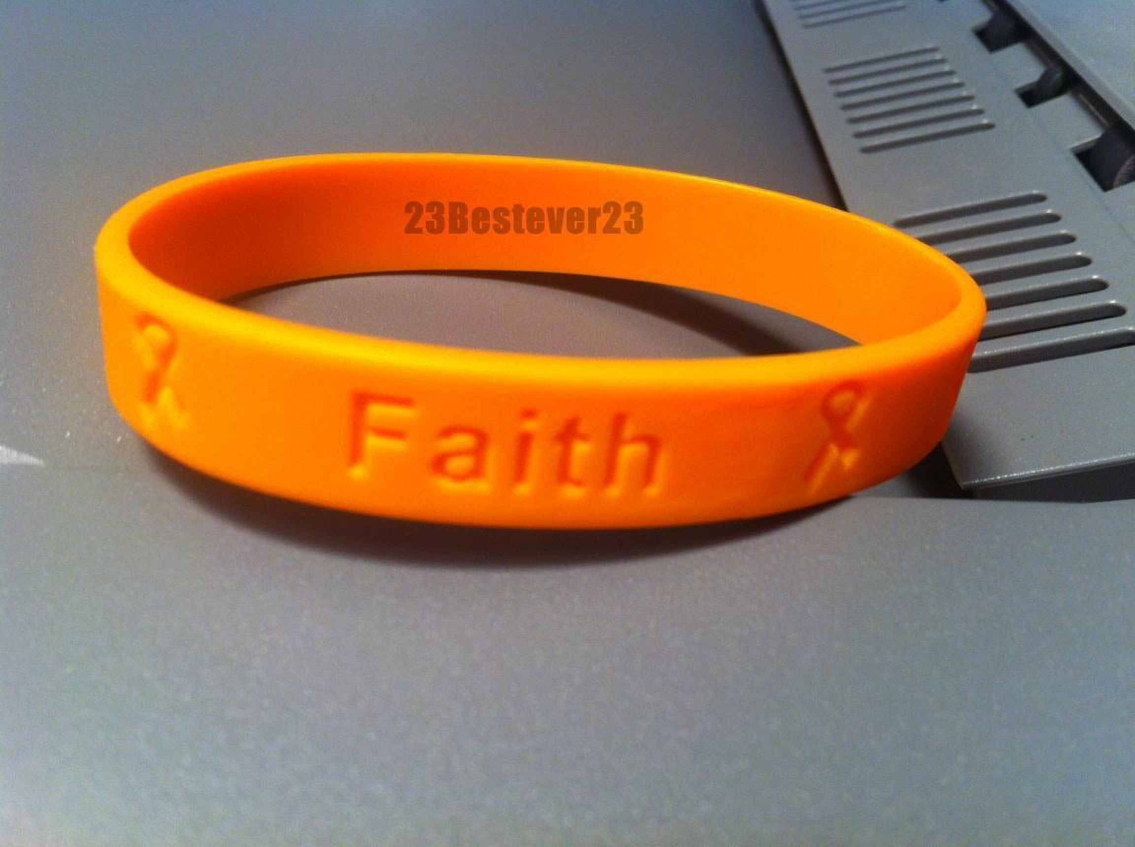 2 Orange Leukemia Awareness Silicone ADULT Bracelets Wristbands