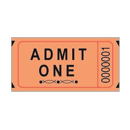 2" Orange Single Raffle Ticket Roll with Black Ink