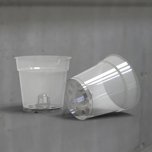 2 Orchid pots with drainage holes: Transparent Cachepot with drainage