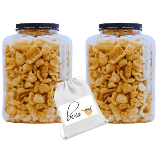 2) Original Fried Pork Rinds, 16oz Resealable Tub Premium Chicharrones Zero Carbs High Protein Crunchy Crackling Snacks Keto Paleo Friendly Party Food Gourmet Snack Savory Treat PLUS CARRIER BAG