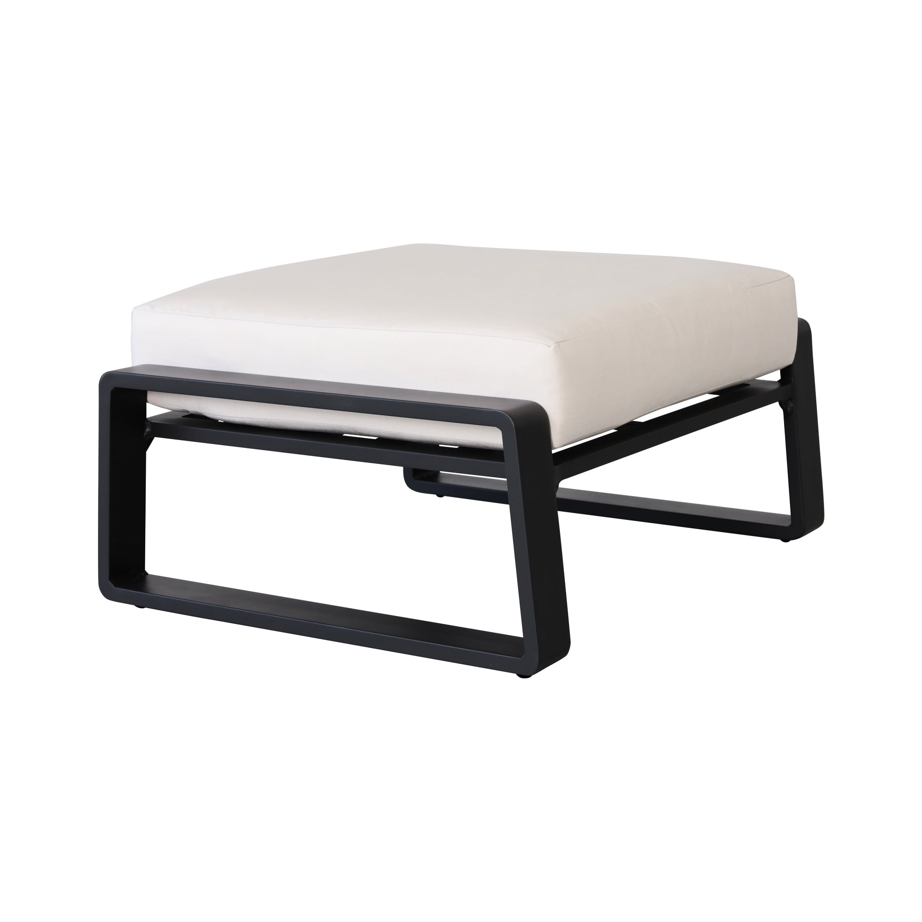 2 Ottomans: Beige Cushions On Aluminium Frame And Brown Ottomans ...