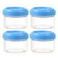 thumbnail image 1 of 2 Ounce reuseable small plastic freezer storage container jars with screw lid for food snacks lunch Food Prep, Multi-Purpose Wide Mouth Mason Salad jars with Airtight Lids(Blue,1.8x1.6x1.2"), 1 of 7