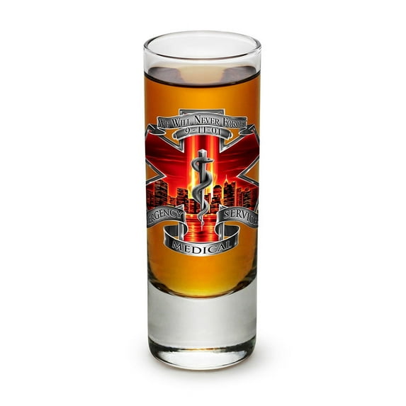 2 Ounces Shooter Shot Glass Tribute High Honor Red EMS