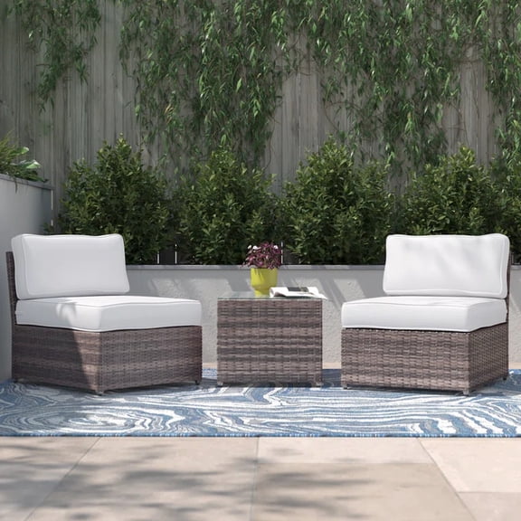 2 Outdoor Conversation - Chairs, Table & Washable Cushions Seating With Foam Aluminum Frame Stylish Design
