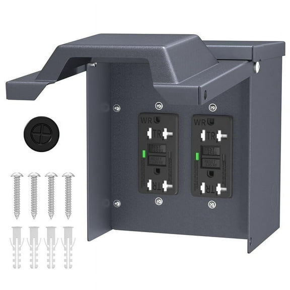 -2 Outdoor Power Outlet Box with Waterproof Cover Dual 20 Amp WRTR GFCI Outlet GFCI Outlet Box with Cover