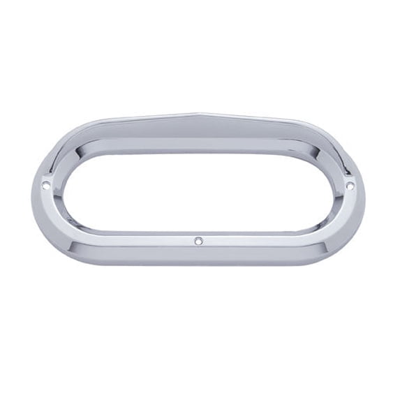 (2) Oval Chrome Visor Bezels / Covers 6" Grommet Mounted LED Stop Tail Lights