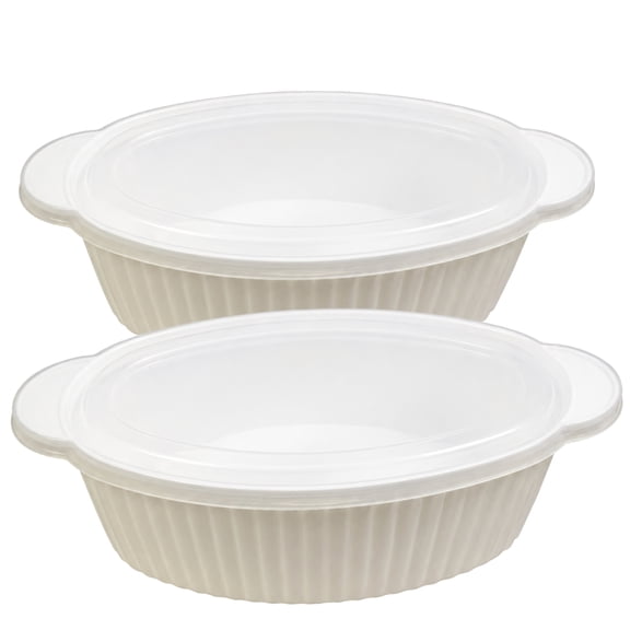 (2) Oval Food Storage Container with Lid, 6.6 Cups Capacity BPA-Free Reusable Meal Prep Bowl, Microwave Safe Plastic Food Keeper for Salad, Pasta, Leftovers & Refrigerator Storage