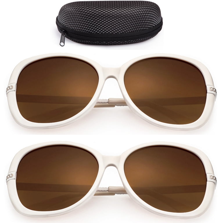 Brown & Gold Oversized Sunglasses Polarized New with Case a98a9f54-89b9-48c9-8994-  main image 3