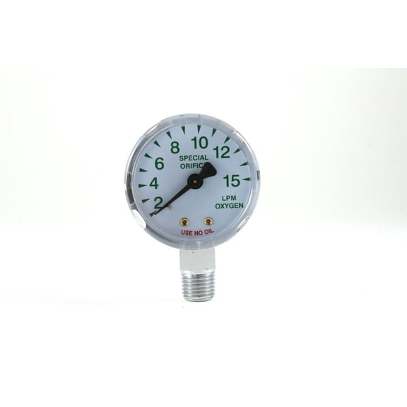 2" Oxygen Flow Gauge - Chrome Plated - 0-15 LPM