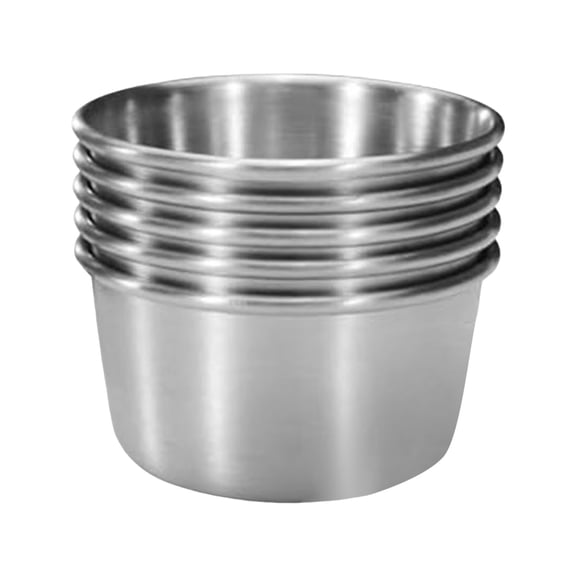 2 Oz Mini Stainless Steel Dip Bowls, 6Pcs Reusable Silver Ramekins Condiment Serving Cups