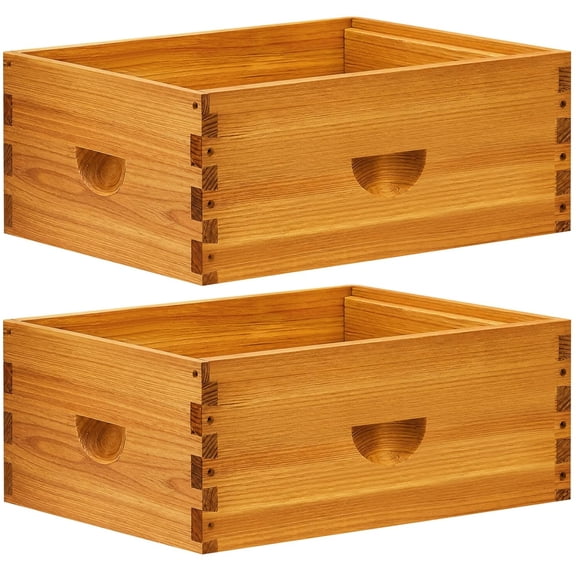 2 PACK 10-Frame Langstroth Beehive Medium Super Boxes, Beeswax Coated Bee Hive Boxes Not Include Frames and Foundations (Unassembled)