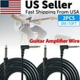 2 PACK 10FT Electric Patch Cord Guitar Amplifier Amp Cable Right Angle