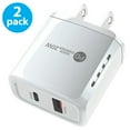 thumbnail image 1 of 2-PACK 20W AFFLUX Dual Port PD USB-C and USB-A Fast Charging USB Type C Wall Charger Power Adapter Travel Plug for iPhone 14/13/12/11 Pro Max Mini, iPad, Samsung Galaxy S20/S21/S22/S23 Ultra, White, 1 of 3