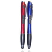 [2-PACK] 3-in-1 Stylus Pen [Stylus w + Ballpoint Pen + LED Flashlight] For Touch Screen Smartphones Tablets [Red + Blue]