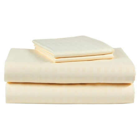 2 PACK: 4-Piece Ivory Set Hotel Life Deluxe 100% Cotton Queen Sateen Sheet Set