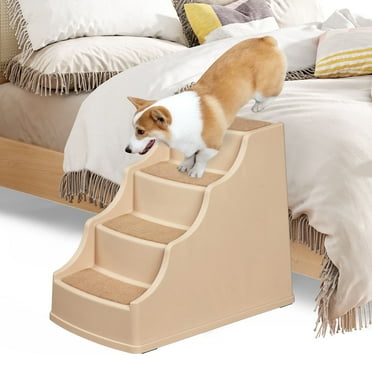 1-PACK,4 Step Non Slip Pet Stairs for Dogs and Cats, Tan