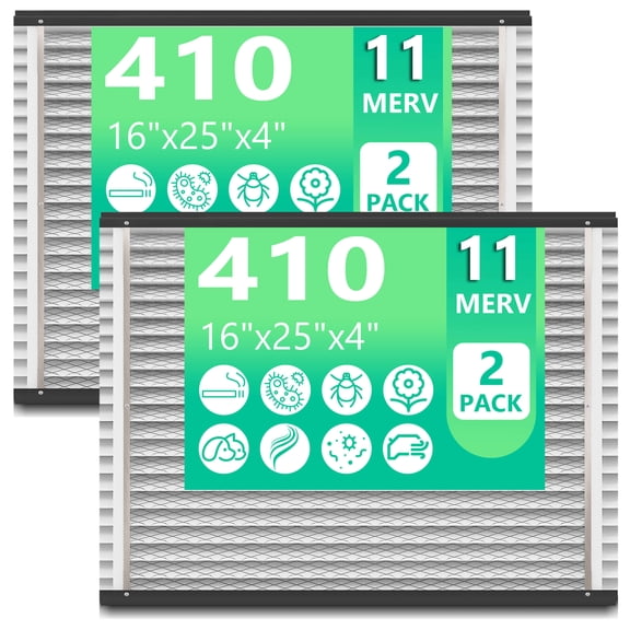 2 Pack 410 Replacement Filter Compatible with AprilAire Whole House Air Purifier 1410, 1610, 2410, 2416, 3410, 4400, MERV 11, 16 x 25 x 4 Air Filter