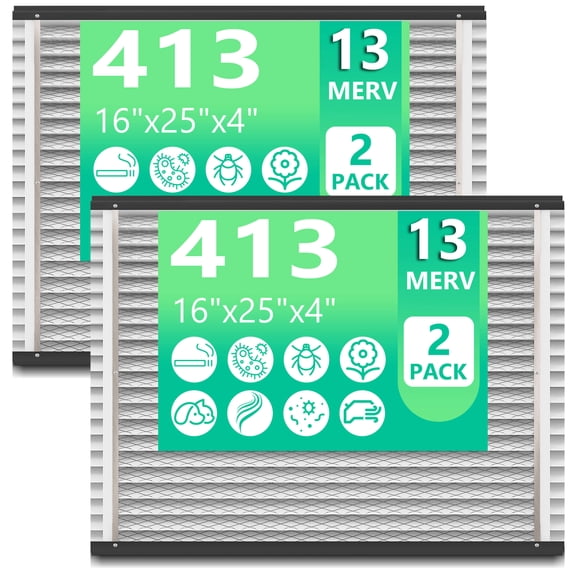 2 Pack 413 Replacement Filter Compatible with AprilAire Whole House Air Purifier 1410, 1610, 2410, 2416, 3410, 4400, MERV 13, 16 x 25 x 4 Air Filter