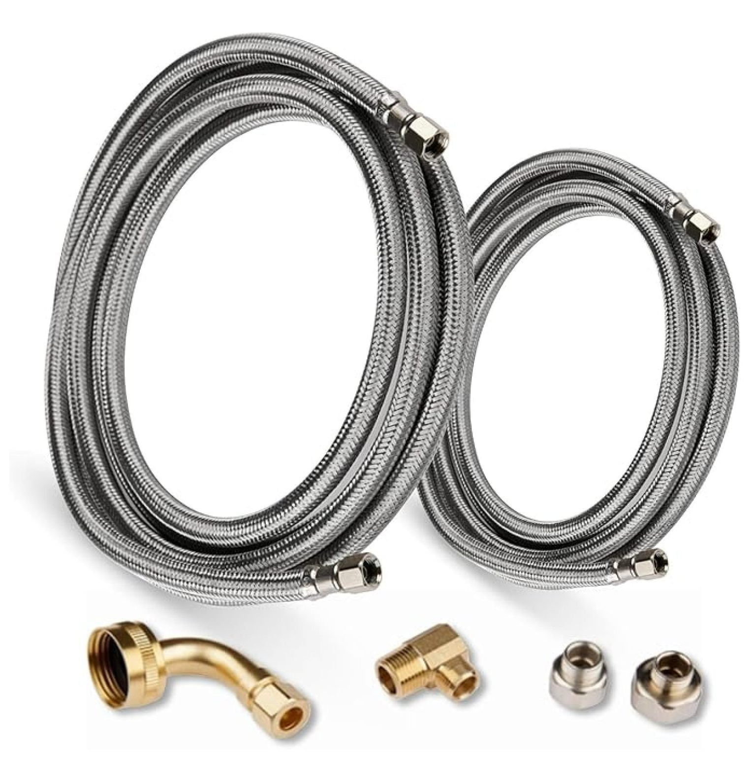 2-PACK 6 FT Stainless Steel Dishwasher Hose Supply Line with Compression Connection, Dishwasher Installation Kit