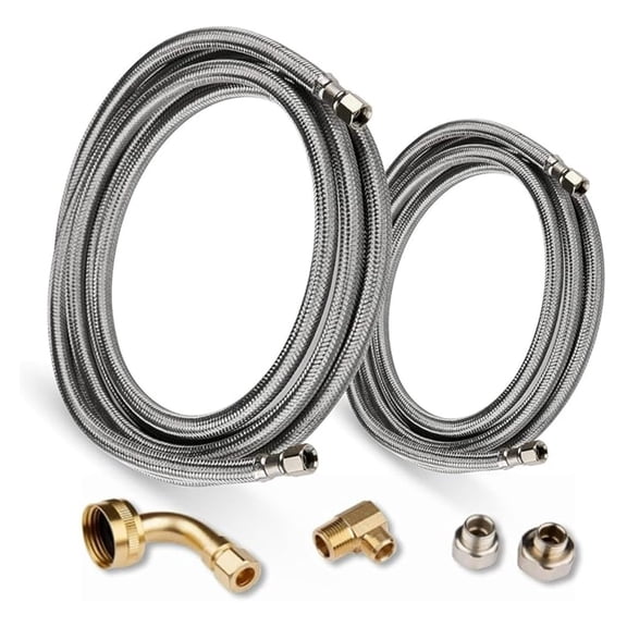 2-PACK 6 FT Stainless Steel Dishwasher Hose Supply Line with Compression Connection, Dishwasher Installation Kit