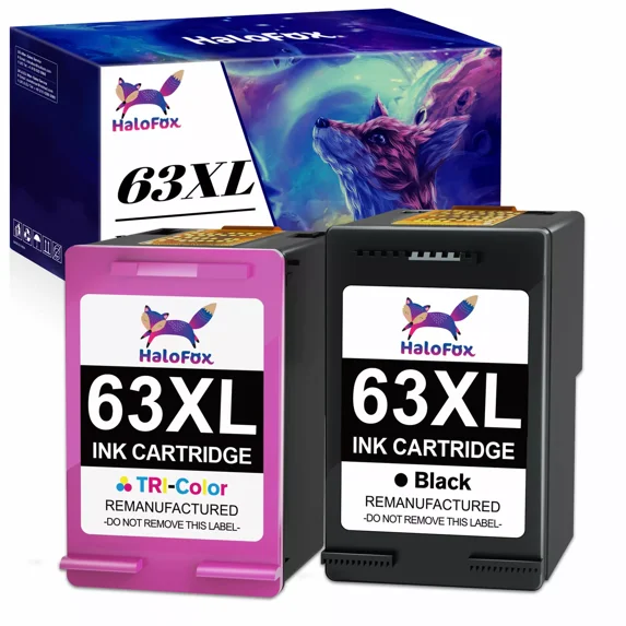 2 PACK 63XL F6U64AN F6U63AN for 63 Officejet 3830 5255 3832 5258 4650 printer