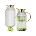thumbnail image 1 of 2 PACK Glass Pitcher With Lid, 68 Oz/ 2 Liter Classic Vertical Stripes Water Pitcher With Handle,Glass Water Carafe For Cold Brew, Coffee, Lemonade, Iced Sun Tea,Beverage,Heat Resistant, 1 of 6